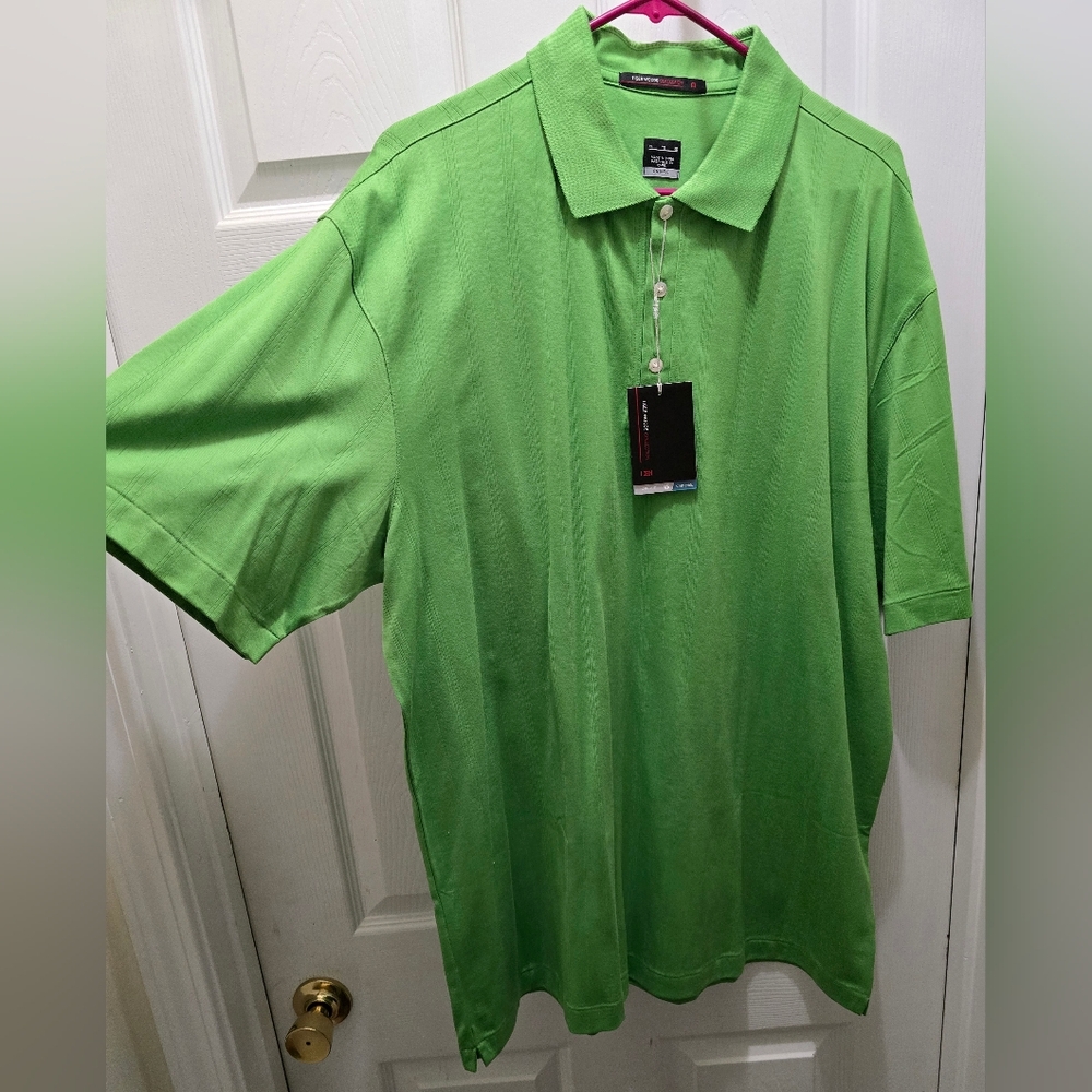 Tiger Woods Vibrant Green Polo Shirt with Performance Fabric